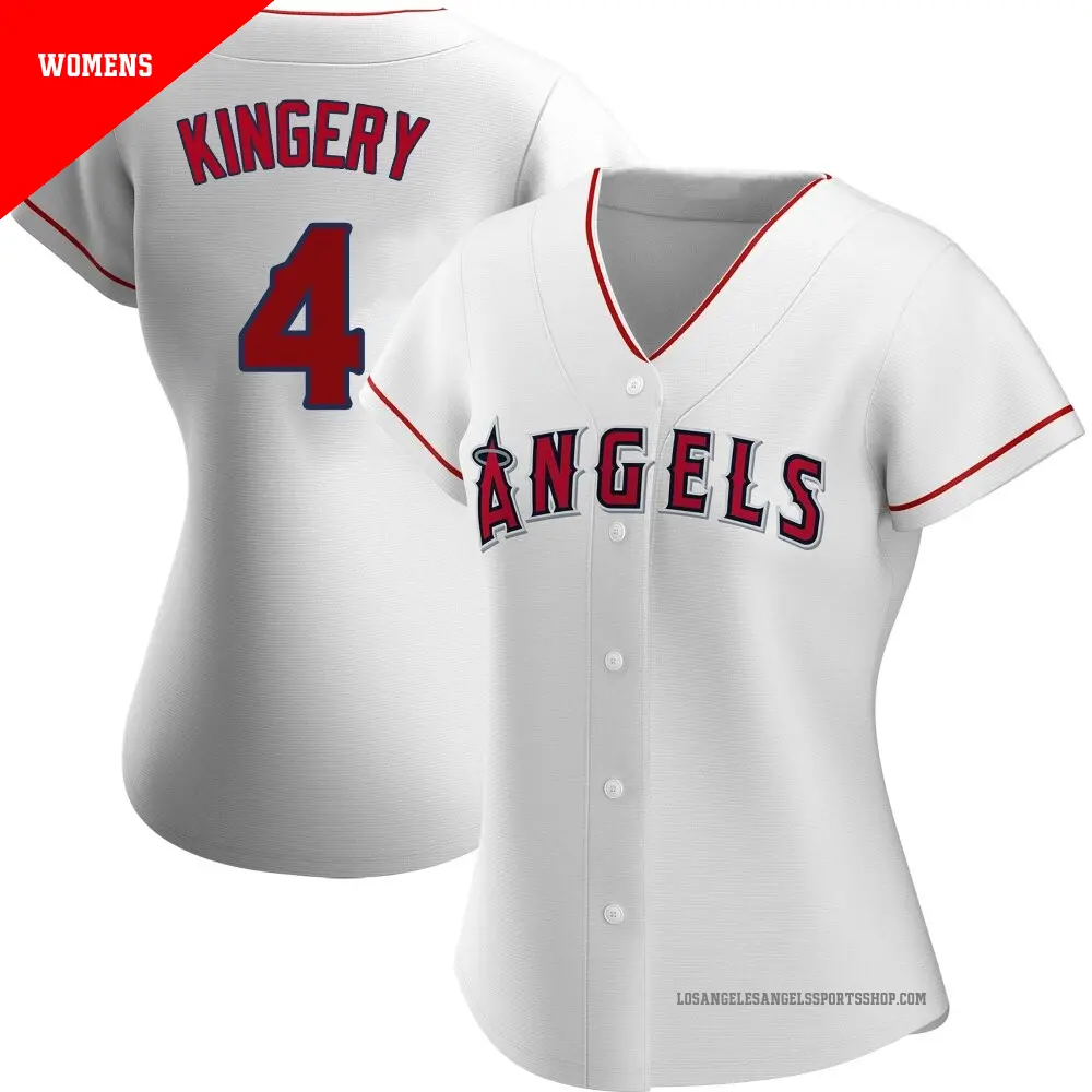 Women's ＃4 Scott Kingery Los Angeles Angels White Authentic Home Jersey