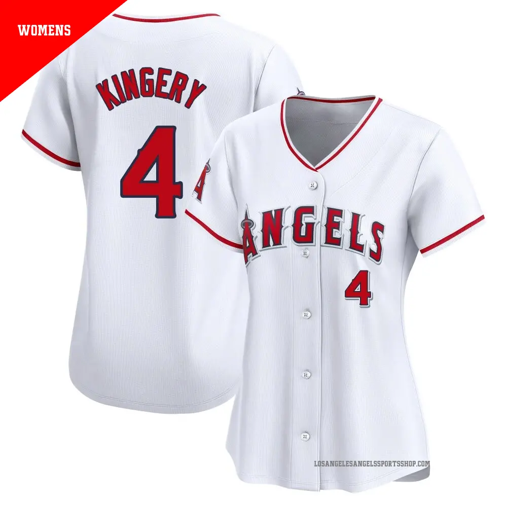 Women's ＃4 Scott Kingery Los Angeles Angels White Limited Home Jersey