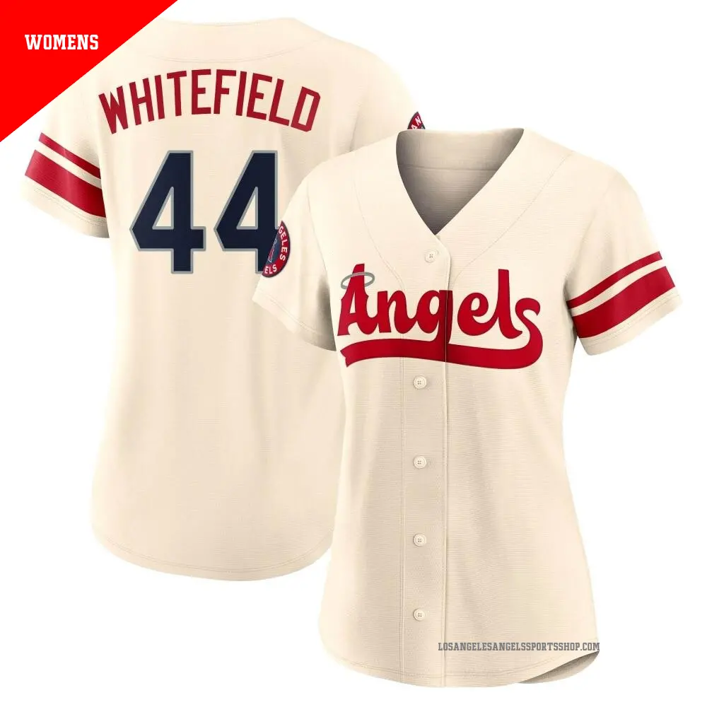 Women's ＃44 Aaron Whitefield Los Angeles Angels White Authentic Cream 2022 City Connect Jersey