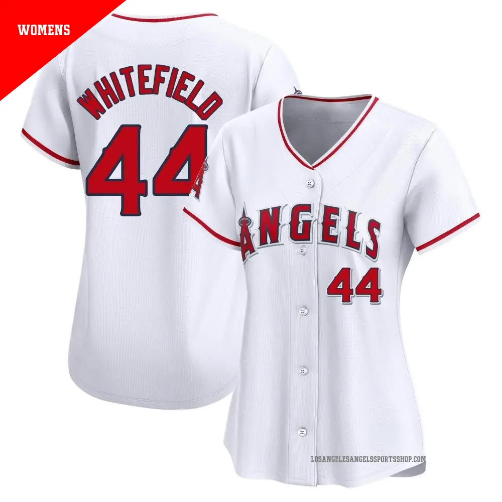 Women's ＃44 Aaron Whitefield Los Angeles Angels White Limited Home Jersey