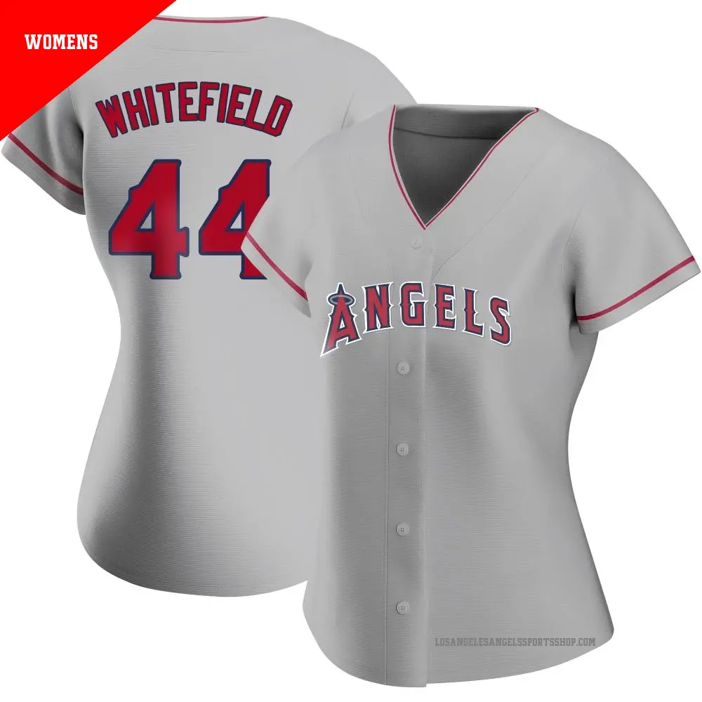 Women's ＃44 Aaron Whitefield Los Angeles Angels White Replica Silver Road Jersey