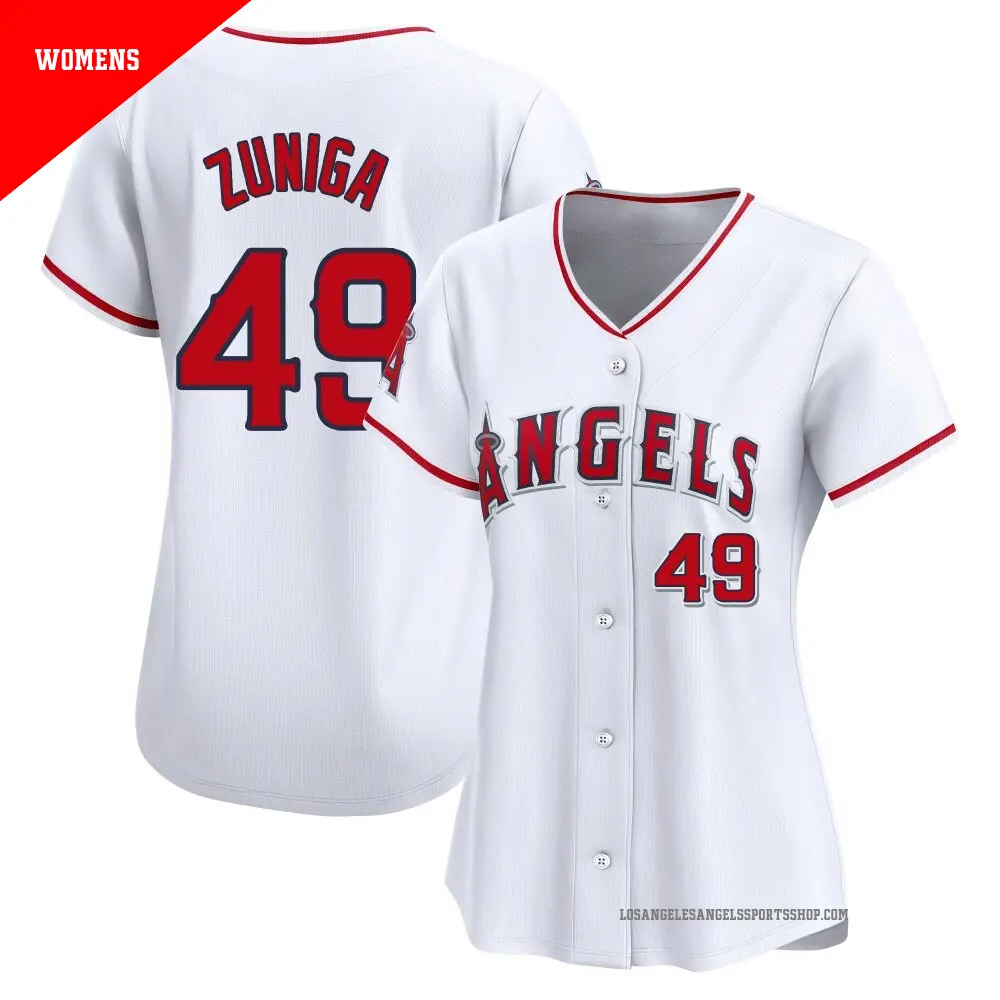 Women's ＃49 Guillo Zuniga Los Angeles Angels White Limited Home Jersey