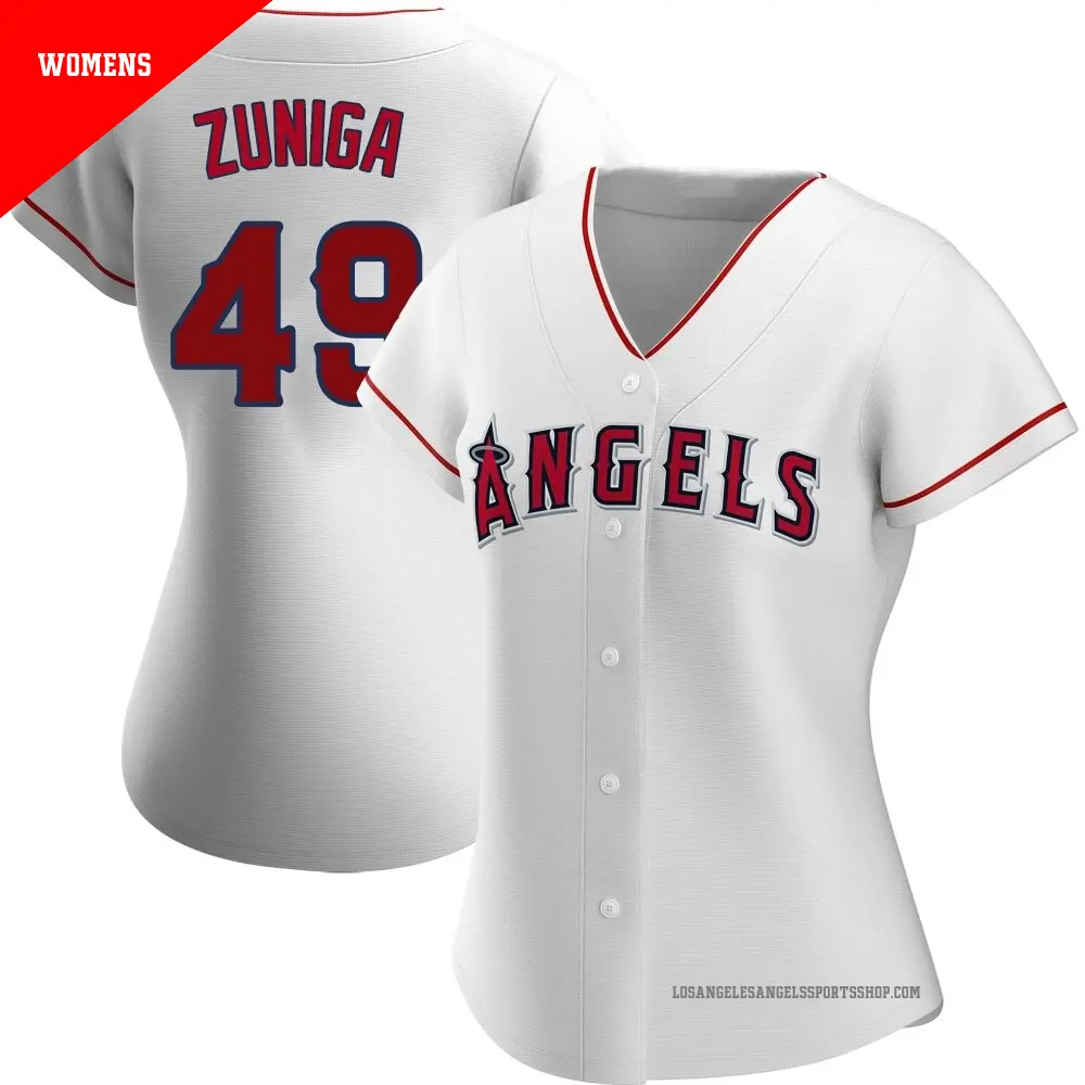 Women's ＃49 Guillo Zuniga Los Angeles Angels White Replica Home Jersey