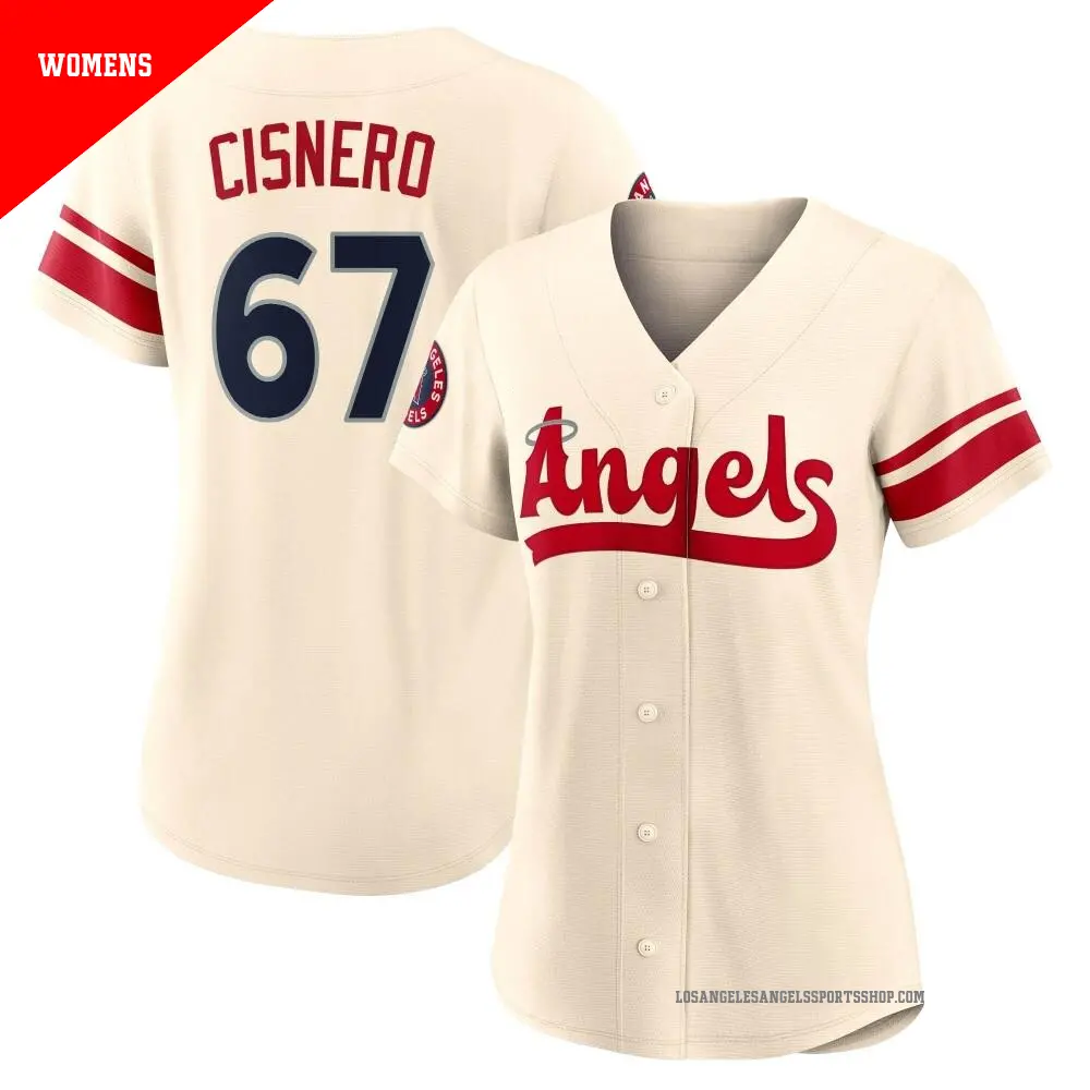 Women's ＃67 Jose Cisnero Los Angeles Angels Cream Authentic 2022 City Connect Jersey