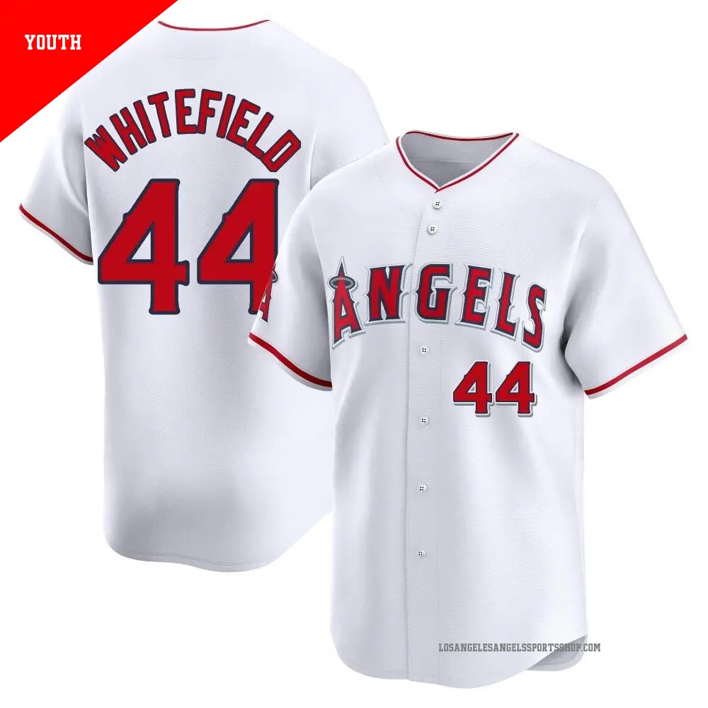 Youth ＃44 Aaron Whitefield Los Angeles Angels White Limited Home Jersey