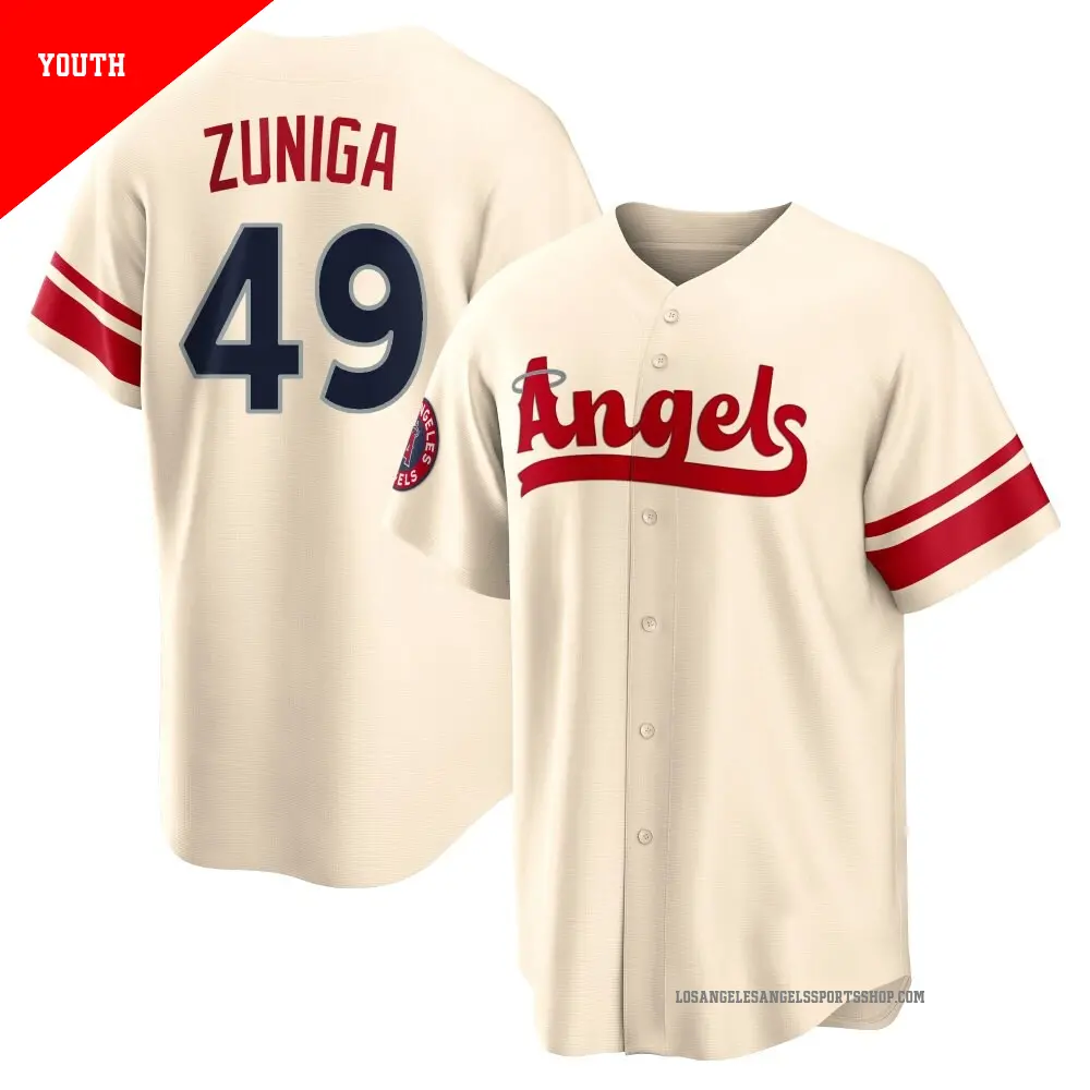 Youth ＃49 Guillo Zuniga Los Angeles Angels Cream Replica 2022 City Connect Jersey